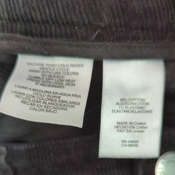 Jones New York Black Corduroy Pants Straight Leg with Stretch Women's Size 8 - Picture 4 of 4